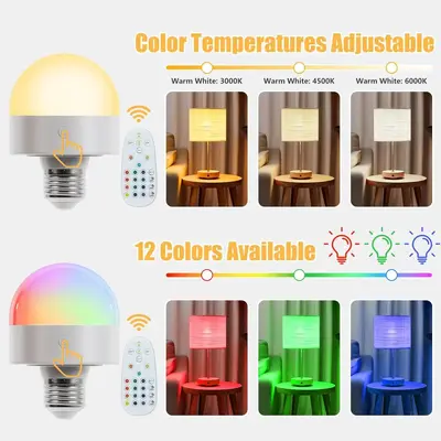 Sınır Ötesi Çok Satılan USB Şarjlı E27 E26 Ampul Üç Renkli RGB LED Ampul Uzaktan Kumanda Dokunmatik Anahtarlı Acil Lamba