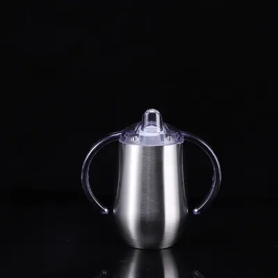 Çocuklar için 10oz 304 paslanmaz çelik çift kapaklı emiş ağızlı bardak - 7