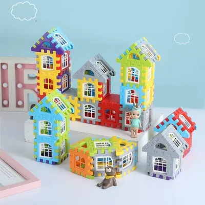 Kinderhaus-Bausteine Montage-Spielzeug pädagogisch große Baublöcke Wandfenster-Modell Puzzle 3 Jahre 6 Mädchen und Jungen