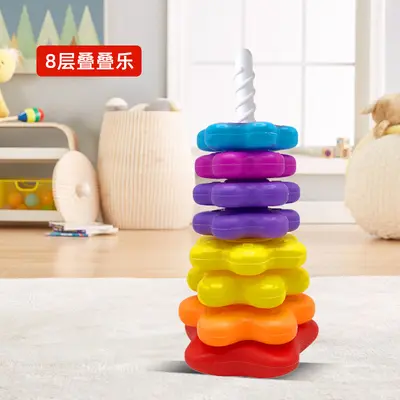 Rainbow colorful educational baby stacking tower toy - 10