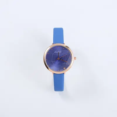 Women's quartz watch with geometric patterned leather strap - 5