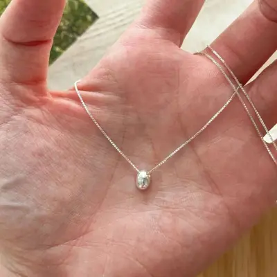 S925 sterling silver oval bean necklace, Korean style, minimalist