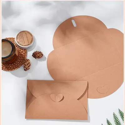 Kraft Paper Heart Envelope, Retro European Style Double Love Letter Envelope