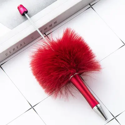 Plush Dotted Beaded Ballpoint Pen, Creative DIY Bead Pen - 9