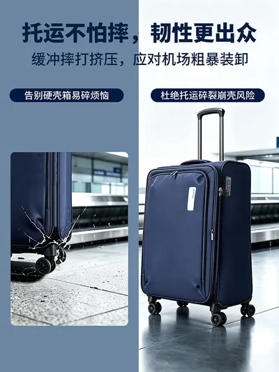 Ultra-Light Oxford Fabric Soft Suitcase with Silent Wheels and Combination Lock - 3