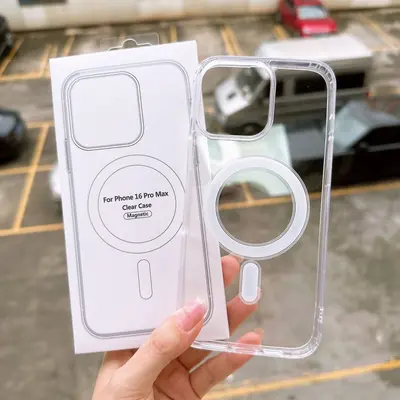 MagSafe Magnet-Handyhülle aus transparentem Acryl für iPhone 15 und 13 Pro, stoßfest
