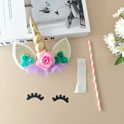 Unicorn Pasta Kek Süsü, Karikatür Hayvan Temalı Doğum Günü Parti Dekorasyonu - 13