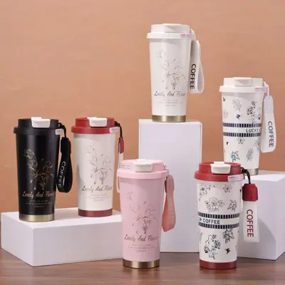 Large Capacity Thermos Cup with Coffee Straw, Dual Drink - 2