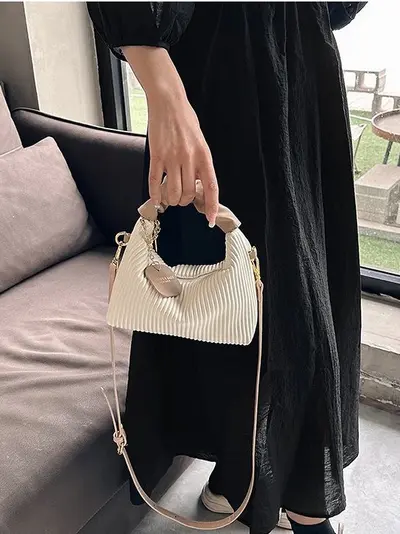 Vertical Striped Retro Women's Handbag 2025 Winter Single-Shoulder Crossbody - 4