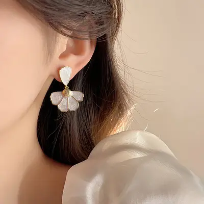 银针花朵爱心流苏耳环简约时尚百搭耳扣小清新轻奢高级感耳饰批发 - 10