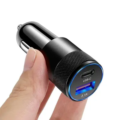 Emniyet çekiçli araba şarjı küçük çelik top araba şarjı dijital ekran sabit 12.5 araba şarjı USB + PD QC3.0 hızlı şarj - 7