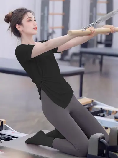 Damen Yoga-Oberteil, Pilates, schnelltrocknend, Kurzarm, als Überwurf tragbar - 11