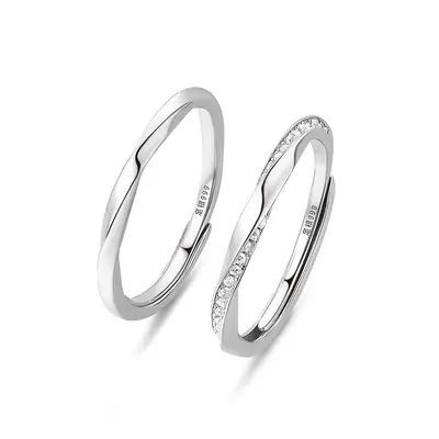 S999 Sterlingsilber Möbius Diamant Ring Doppel - 2