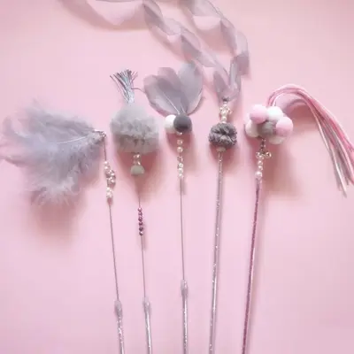 Feather Tassel Fairy Cat Teaser Wand with Bell, Chew-Resistant - 5