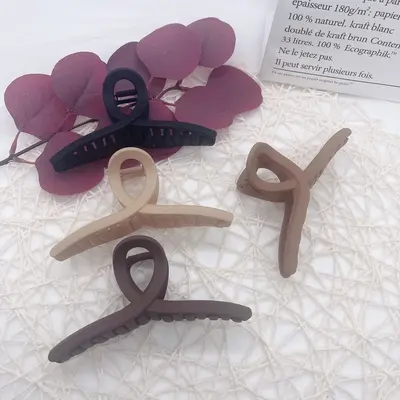 Combination claw clip rectangle square Korean style large size women simple and elegant back of head shark clip frosted hair claw clip - 13