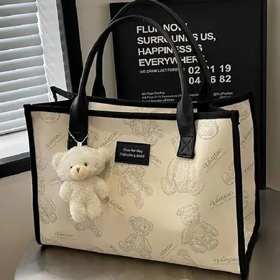 Große Canvas-Tote-Tasche, Achseltasche, Modell 2024 - 1