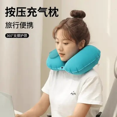 Inflatable U-shaped neck pillow, portable, travel support - 2