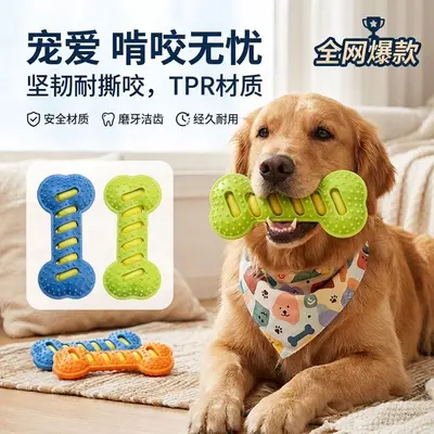 Cross-border dog chew TPR toy, interactive bite-resistant teeth-cleaning chew stick, squeaky dog toy, self-entertaining boredom relief for dogs