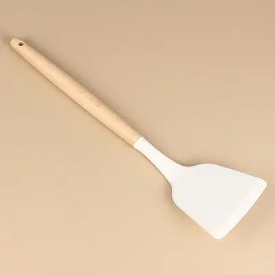 Spot silikon spatula, çorba kaşığı, yapışmaz tava, özel yüksek sıcaklığa dayanıklı ve haşlanmayı önleyen ev pişirme kevgir mutfak eşyaları seti beyaz - 9