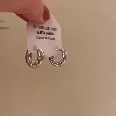 Korean diamond pattern circle earrings, minimalist style - 2