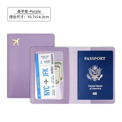 Grenzüberschreitendes Heißpräge-Flugzeug-Dicke-PU-Leder-Passbuch-Schutzhülle, Lederpass-Halter mit kundendefinierbarem LOGO, Passportmappe - 7
