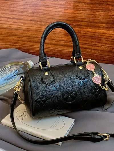 Printed Women's Boston Bag, Handheld and Crossbody Pillow Style