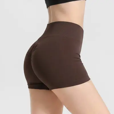 Yüksek Bel Şeftali Kalça Yoga Şortu Kadın Yaz Hızlı Kuruyan 3/4 Boy - 8