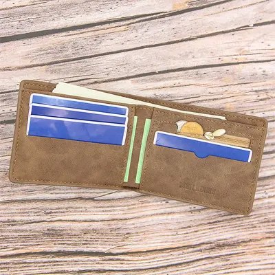Kurze Retro-Herrenbrieftasche in Mattoptik mit Kartenfächern und Geldclip - 3