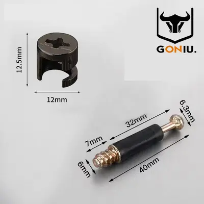 12mm Wardrobe Cabinet Connector, 3-in-1, Quick-Install, Black Eccentric - 8