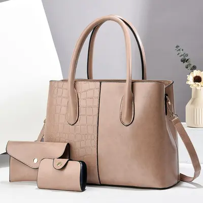 Women's Stone Pattern Mother and Child Bag Set, Large Shoulder Bag - 7