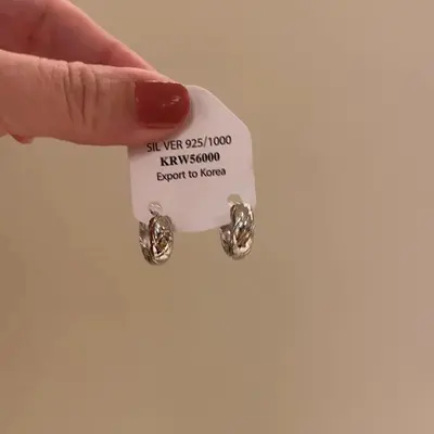 Korean diamond pattern circle earrings, minimalist style - 4
