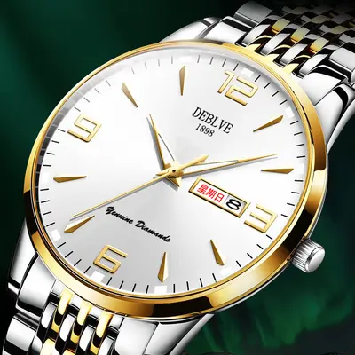 Herrenuhr, Stahlarmband, ultradünn, wasserdicht