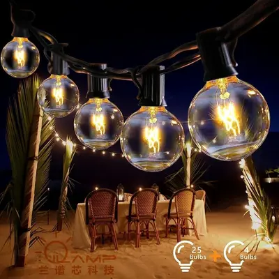 Solar G40 High-Voltage Retro Bulb String, Waterproof Outdoor, Christmas and Halloween Deco