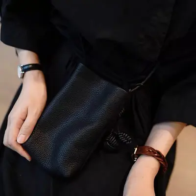 Women's Soft Leather Mini Crossbody Phone Bag, Ball Charm - 7