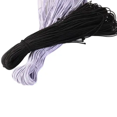 High-Elasticity Round Rubber Band, Black, Latex Core Drawstring Cord - 6