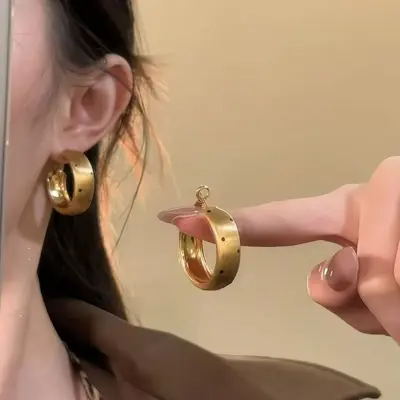 拉丝款集合几何大耳圈轻奢高级夸张耳饰金属哑光小众轻奢气质耳饰 - 10