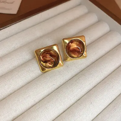 Maillard High-End Silbernadel geometrische asymmetrische Harz Herz Ohrringe für Frauen elegante erschwingliche Luxus Ohrringe Mode Ohrringe - 11