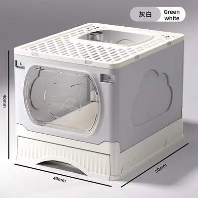 Foldable Extra Large Enclosed Top-Entry Cat Litter Box, Splash-Proof - 10