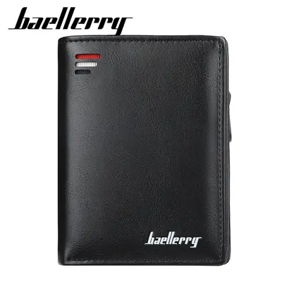 Baellerry Men's Short Wallet, Vertical Style, Zipper Coin Pocket - 6