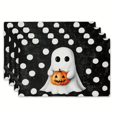 Halloween Ghost Linen Placemat, Waterproof for Restaurant Table - 11