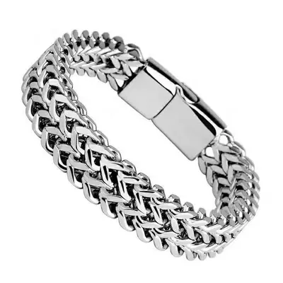 Stainless steel men's bracelet two-sided punk style - 7