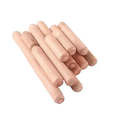 Solid Eucalyptus Wood Dowel 8x40 mm with M6 Three-Way Connector - 6