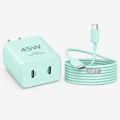 PD45W Süper Hızlı Şarj Cihazı Seti Çoklu USB Portlu GaN Adaptör ABD Fişi
