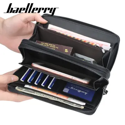 Herren-Handtasche mit doppeltem Reißverschluss und Handyfach - 4