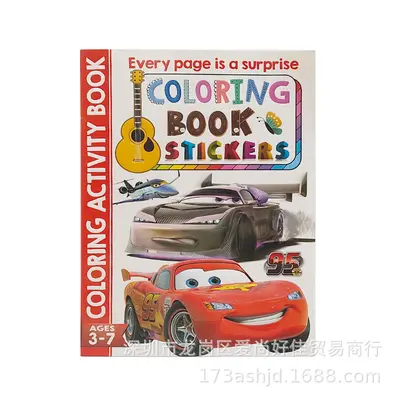 2-8 Yaş Çocuklar İçin Karton Boyama Kitabı, İngilizce Çıkartmalı Eğitici Kitap - 4