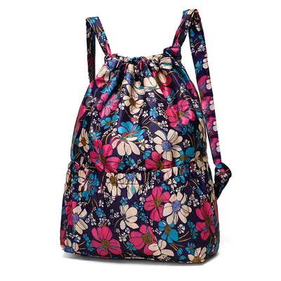 Floral Pleated Large-Capacity Foldable Women's Backpack, Travel - 5