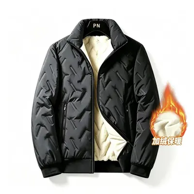 Herren-Winterjacke, verdickt mit Lammwolle, winddicht, Fleecefutter