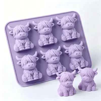 In Stock Silicone Ice Cube Mold Silicone Yak Ice Mold Mini Highland Cattle Ice Cube Mold - 12