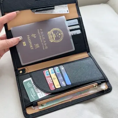 Pasaport çantası, uzun model, çok fonksiyonlu, erkek kadın seyahat belgesi - 5