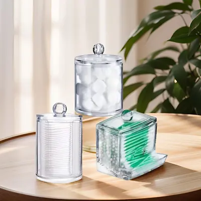 Rectangular cotton swab box with lid, storage set - 3